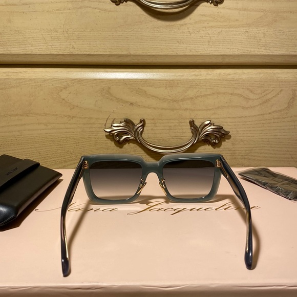 NWT Isabel Marant Sophy Rectangle Square frame acetate Designer Sunglasses GREEN - Picture 13 of 17